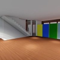 Ein Mann steht vor einem Raum mit bunten Wänden und betrachtet die lebhaften Farben um ihn herum.