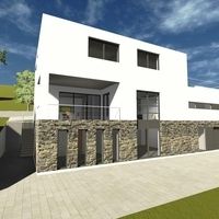 Ein Model von einem Einfamilienhaus im Bauhausstil